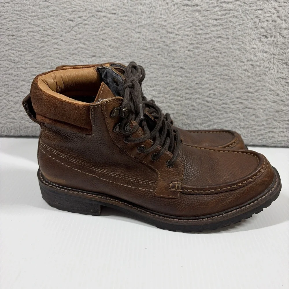 Lucky Brand Brown Leather Moc Toe Work Boots Mens 9 M-102533 Lug Heritage Logger